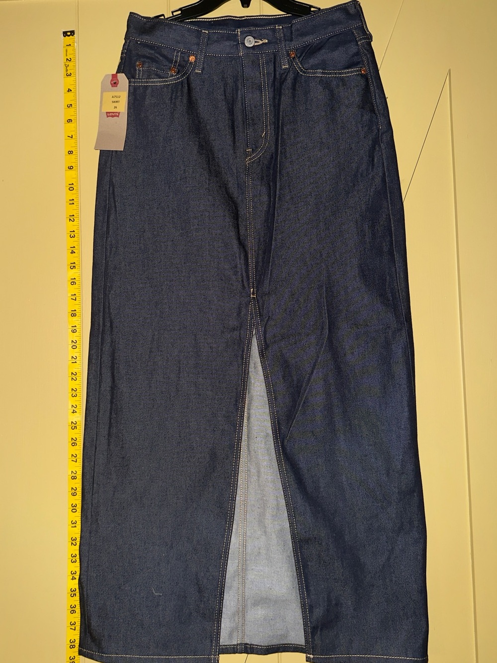 Levi's Dark Blue Straight Denim Skirt with Front Slit